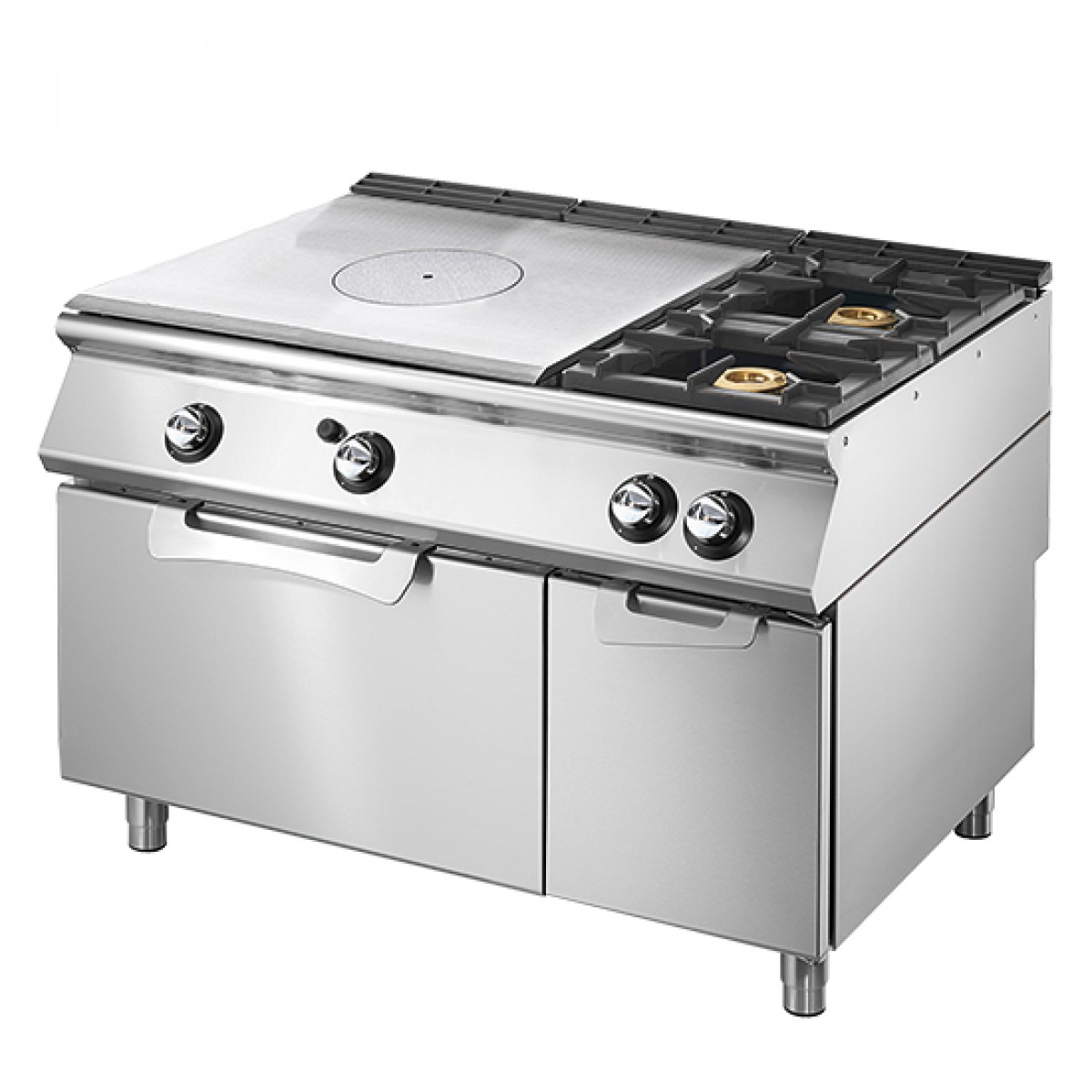 Cucina tutta piastra gas con 2 fuochi su forno gas statico