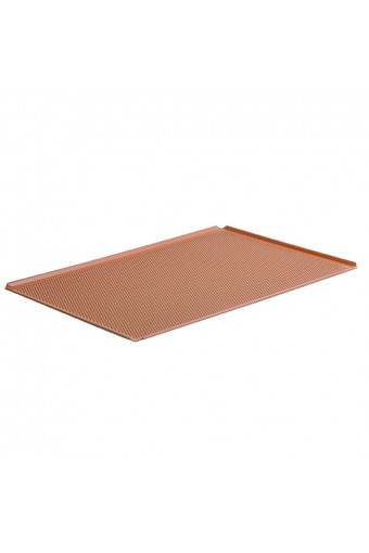 Teglia in alluminio non rivestita, 600x400 mm - 4 bordi 45°, silicone, perforata