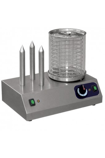 Scalda würstel con contenitore pyrex e 3 steli scaldapane, capacità 40 würstel