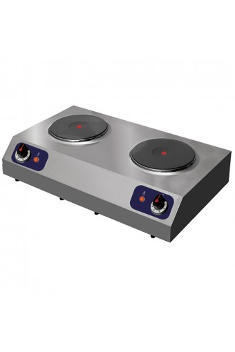 Piano di cottura professionale elettrico da banco, 2 piastre tonde 2 kw. da banco