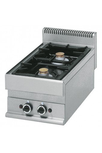 Piano di cottura gas Professionale con 2 bruciatori e fiamma pilota).