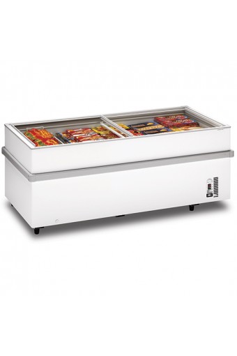 Isola congelatore professionale a pozzo supermercato con coperchi scorrevoli in vetro, 652 lt temp.-18°C/-28°C