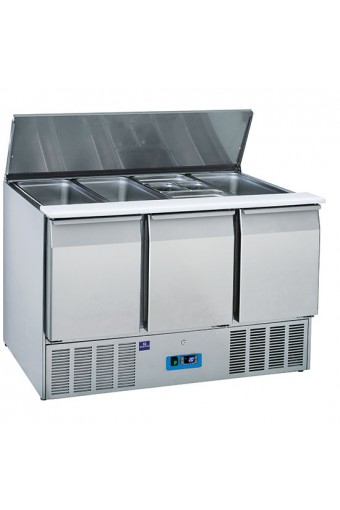 Saladette professionale con coperchio e vano refrigerato 3 porte - GN1/1 +4/+10°C Saladette professionale con coperchio e vano refrigerato 3 porte - GN1/1 +4/+10°C