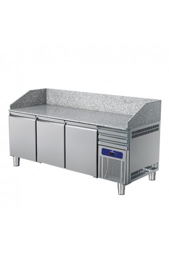 Banco pizza 2150 mm a 3 porte 600x400 mm, 3 cassetti EN