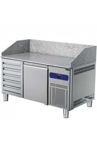 Banco pizza 1600 mm a 1 porta 600x400 mm, 5 cassetti EN