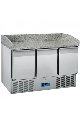 Tavolo refrigerato con 3 porte GN1/1 e con piano in granito con alzatina