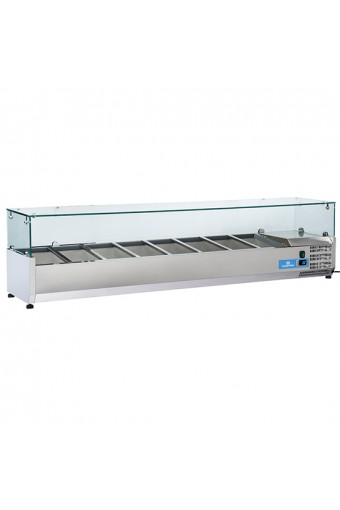 Vetrina portabacinelle refrigerata per incredienti 3 per bacinelle L. 1800 mm - Cap. 8 x GN1/3