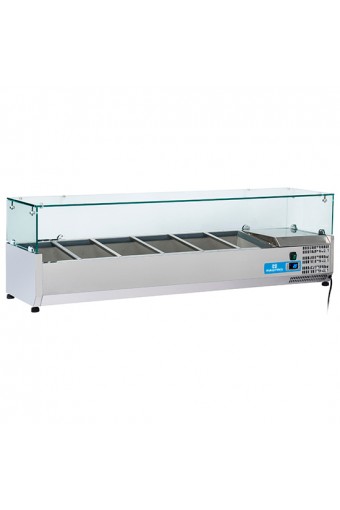 Vetrina portabacinelle refrigerata per bacinelle L. 14000 mm - Cap. 6x GN1/4