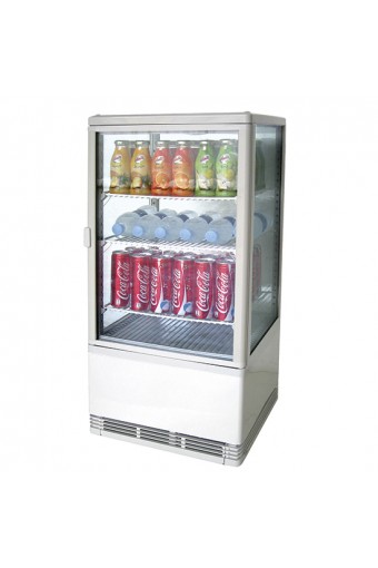 Vetrina refrigerata professionale verticale a 3 ripiani, 70 litri, colore bianco porte battenti.