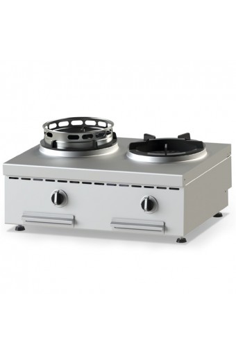 piano di cottura wok a gas da banco, 2 fuochi