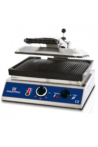 Griglia a contatto con piastre in ghisa rigate, piastra inferiore 350x350 mm