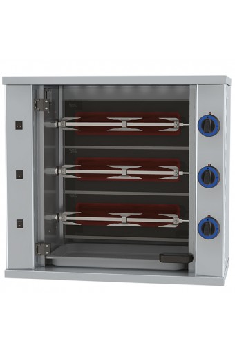 Girarrosto elettrico professionale verticali ad asta con illuminazione interna,3 spiedi per 9 polli