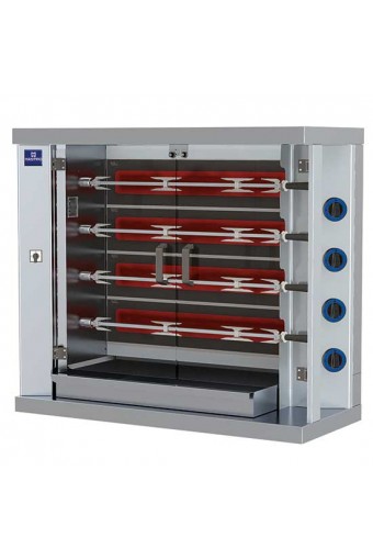 Girarrosto elettrico professionale verticali ad asta con illuminazione interna,4 spiedi x 20 polli