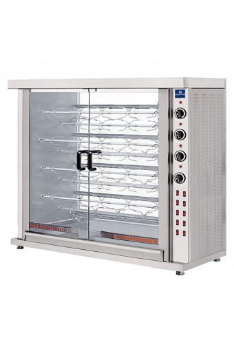 Girarrosto elettrico con illuminazione, 9 spiedi per 36-45 polli