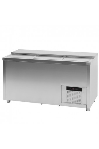 Refrigeratore bottiglie da 381 litri in acciaio inox con 3 coperchi scorrevoli
