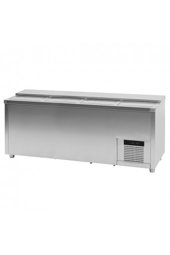 Refrigeratore bottiglie da 539 litri in acciaio inox con 4 coperchi scorrevoli