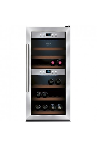 Espositore refrigerato professionale per vini ventilato 2 vani capacità 24 bottiglie 0,7 lt. temp. +5 °c/+22 °c