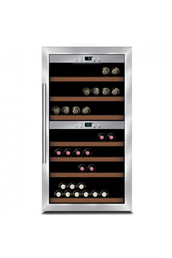 Espositore refrigerato professionale per vini ventilato 2 vani capacità 66 bottiglie 0,7 lt. temp. +5 °c/+22 °c