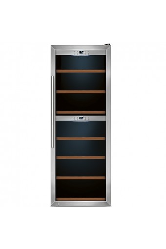 Espositore refrigerato professionale per vini ventilato 2 vani capacità 126 bottiglie 0,7 lt. temp. +5 °c/+22 °c
