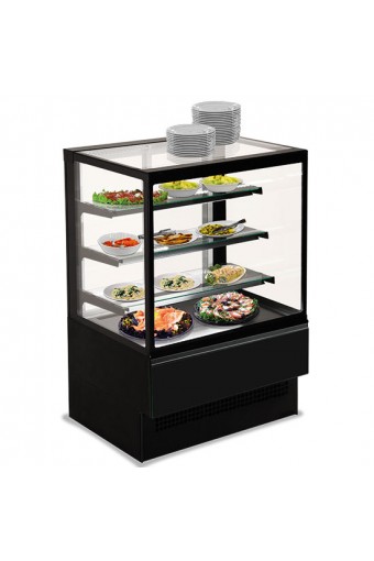 Espositore refrigerato ventilato con 3 ripiani e vetro retto, +2°/+8°C, l=1200 mm - RAL9005