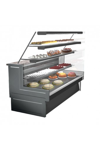 Vetrina pasticceria refrigerata ventilata con 3 ripiani, +3°/+5°C, 1435 mm