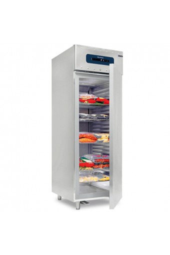 Congelatore da 700 litri in inox GN 2/1, -10°/-25°C, isolamento 75 mm