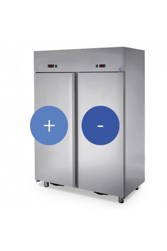 Armadio frigorifero professionale 2 vani 600+600 lt. tutto inox 2 temp., positiva/negativa 0°c/+10°c -18°c/-22°c