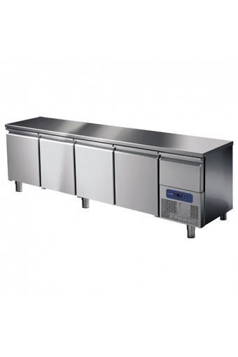 Tavolo refrigerato professionale 4 porte GN 1/1 con cassetto refrigerato su vano motore, -2 °/+8 °C