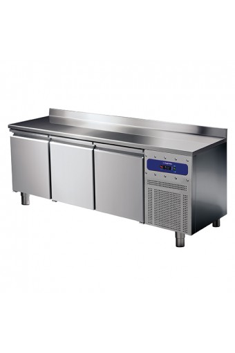 tavolo refrigerato da 600 mm a 3 porte con alzatina, -2°/+8°C