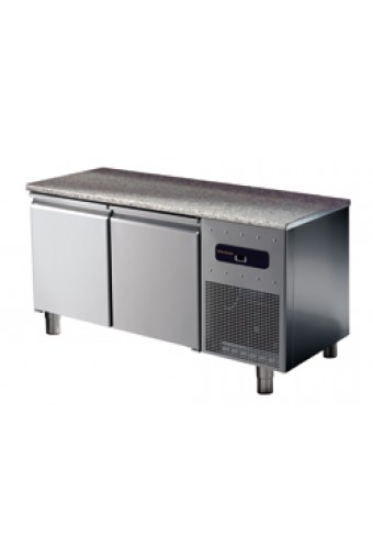 Tavolo freezer per pasticceria a 2 porte 600x400 mm con piano in granito, -10°/-25°C