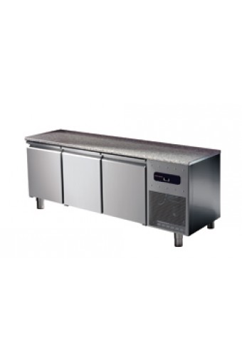 Tavolo freezer per pasticceria a 3 porte 600x400 mm con piano in granito, -10°/-25°C