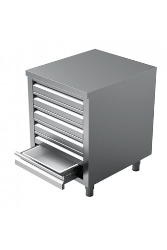 Cassettiera con 6 cassetti EN 600x400 mm, senza alzatina (senza cassette in plastica)