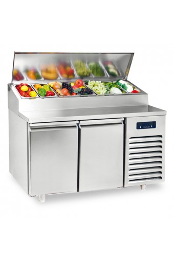 Tavolo di preparazione refrigerato a 2 porte 600x400 mm, 8x GN 1/3 h=150 mm, 0°/+10°C