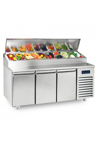 Tavolo di preparazione refrigerato a 3 porte 600x400 mm, 12x GN 1/3 h=150 mm, 0°/+10°C
