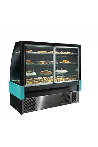 Espositore professionale refrigerato per pasticceria / gastronomia, con 3 ripiani, 0 °C/+2 °C, l=1500 mm