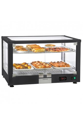 vetrinetta calda da banco a 2 livelli con porte battenti, +20°/+90°C