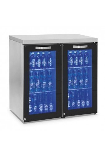 vetrina refrigerata sottobanco sinista a 2 porte in vetro battenti, 90+90 bottiglie