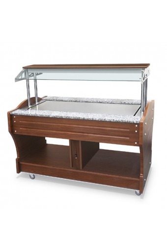 buffet neutro a isola con piano in inox, 4x GN 1/1, cappa non abbassabile