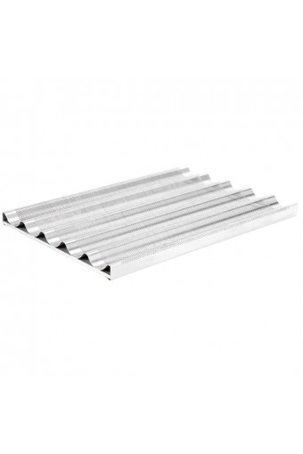 Teglia alluminio forato e siliconata 600x400 mm per 5 baguette