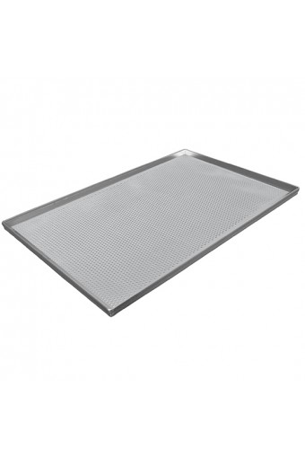 Teglia in alluminio non rivestita, 600x400 mm - 4 bordi 90°, perforata
