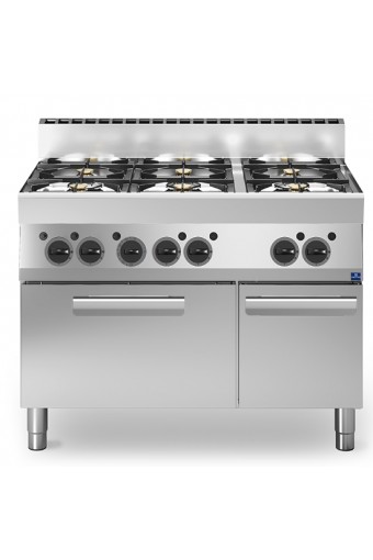 Cucina a gas, 6 fuochi, 1 forno a gas, 1 vano chiuso