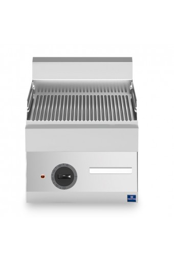 Fry top elettrico da banco, piastra rigata
