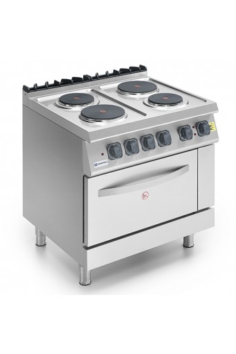 Cucina elettrica su forno elettrico statico GN 2/1, 4 piastre tonde