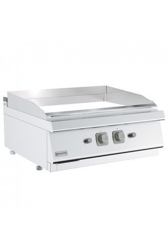 Fry-top a gas da banco, piastra liscia cromata 800x730mm