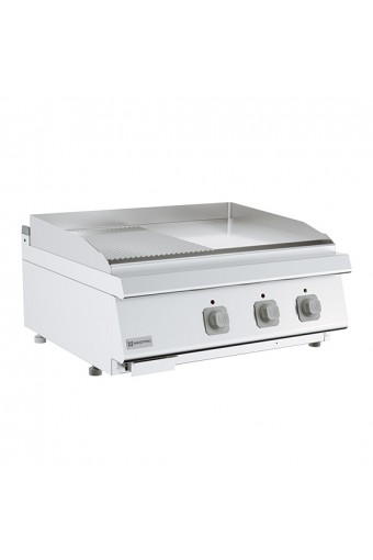 Fry-top elettrico da banco, piastra 1/2 liscia e 1/2 rigata