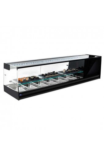 Vetrina refrigerata sushi 4x GN 1/3 con ripiano inermedio e illuminazione LED, +1°/+5°C