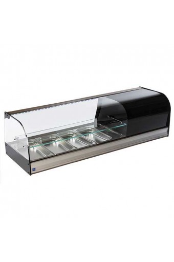 Vetrinetta tapas refrigerata a 2 piani, 4x gn 1/3 altezza 40 mm.