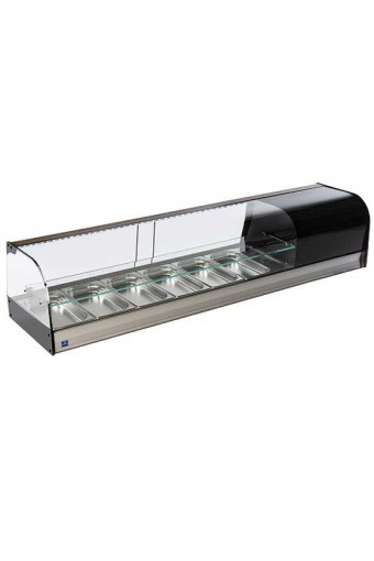 Vetrinetta tapas refrigerata a 2 piani, 6x GN1/3 altezza 40 mm.