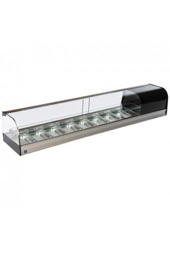 Vetrinetta tapas refrigerata a 2 piani, 8x GN1/3 altezza 40mm.
