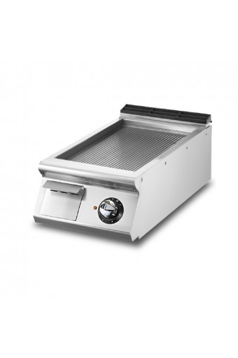 Fry-top elettrico versione top, piastra rigata cromata